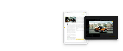 Two tablets: a Fluidbook page and the video it contains, played full size