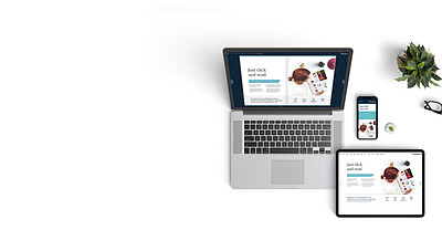 The same Fluidbook on a laptop, a tablet and a smartphone