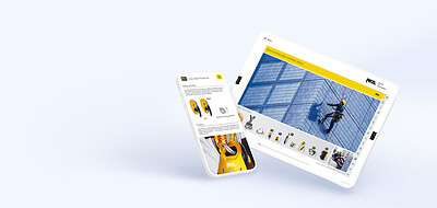 Petzl catalogue on a tablet and a smartphone