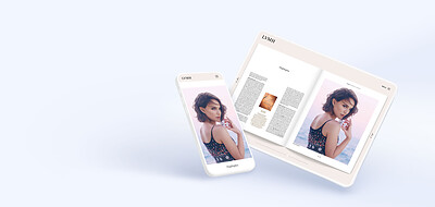 LVMH magazine on a tablet and a smartphone